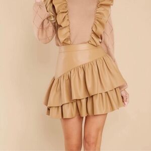 EMILY MCCARTHY FAUX LEATHER TIERED RUFFLE SKIRT WORN ONCE